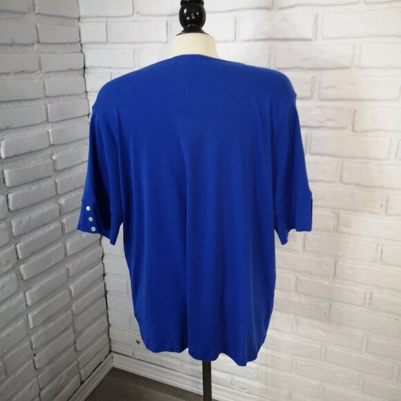 Lauren Ralph Lauren Ladies Size 3X Royal Blue V-neck Short Sleeves T-shirt - Picture 2 of 11
